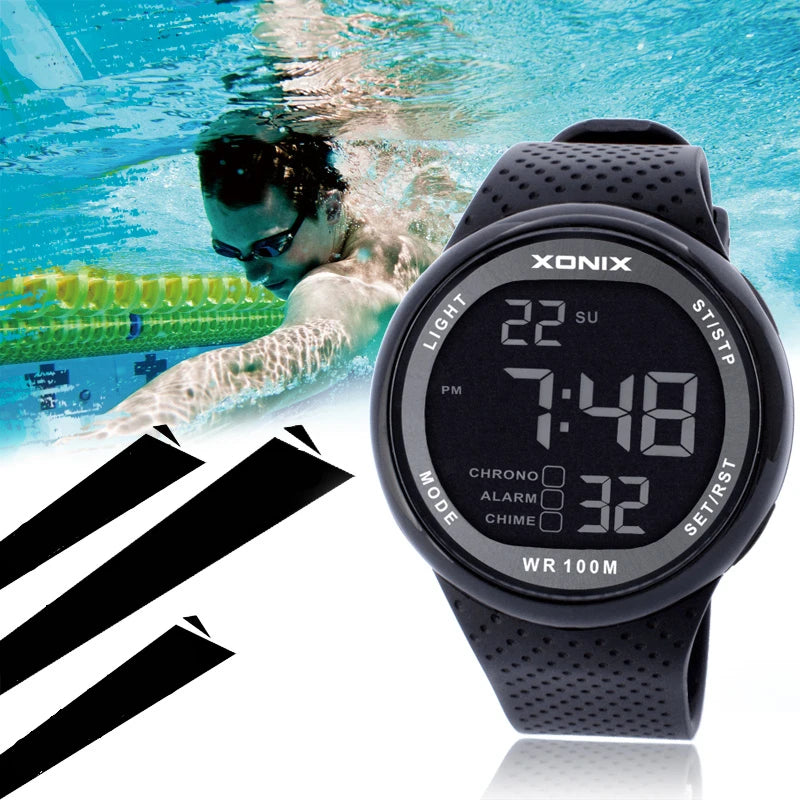 Fashion Men Sports Watch Waterproof 100m Outdoor Fun Digital Watch Swimming