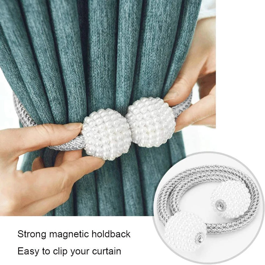 Magnetic Curtain Tiebacks Pearl Ball Home Curtain Buckle European Decoration